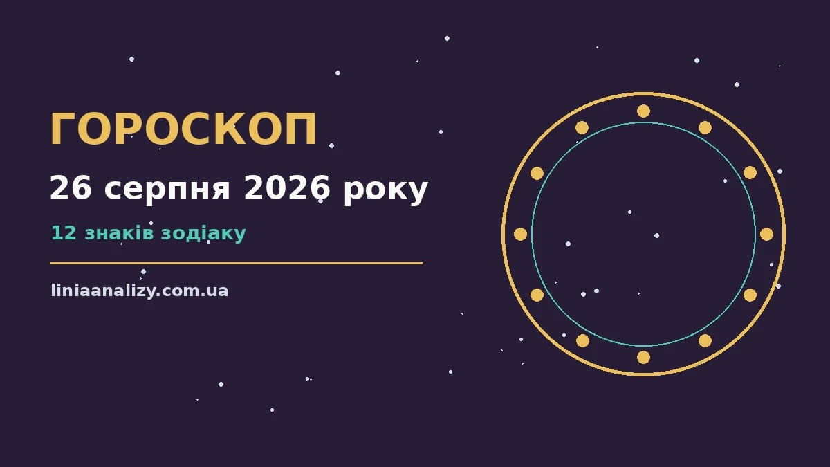 Гороскоп на 26 серпня 2026 року: перспективи для 12 знаків про настрій, справи та гроші