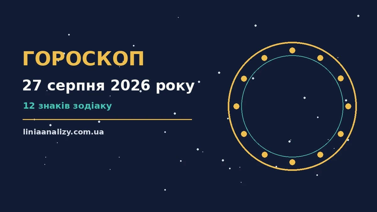 Гороскоп на 27 серпня 2026 року: перспективи для 12 знаків про настрій, справи та гроші